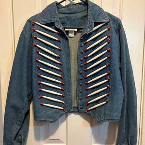 Denim Jacket with Hair Pipe Bones – ,
